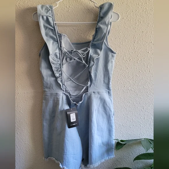 Fashion Nova Blue Ruffled Jumpsuit - Picture 3 of 10